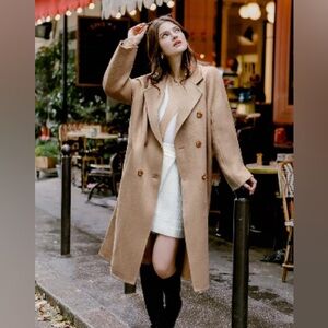 Petite Studio Harriet Double-Breasted Wool Coat - Camel NWT Never Worn!